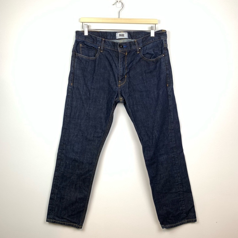 Paige Jeans Denim Men’s Federal Cotton Dark Wash  Blue Sz 34 USA Straight Leg